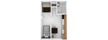 a floor plan of a small bathroom with a toilet and a sink