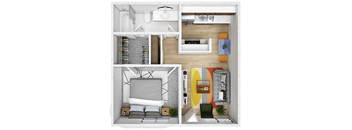 an exploded floor plan of a small apartment