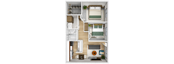 an overhead view of the bedroom floor plan of a house