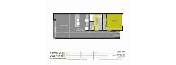A floor plan for a 1 bedroom apartment in San Antonio, Texas.