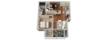 A1 - 1 Bed 1 Bath Floor Plan at Stone Lake, Grand Prairie, TX, 75050