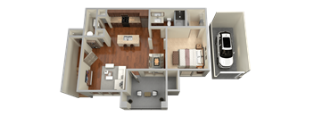 A2 - 1 Bed 1 Bath Floor Plan at Stone Lake, Grand Prairie, TX