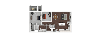 1 Bed 1 Bath with study Floor Plan at Radius on Grove, Austin, TX