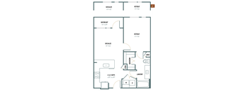 A1 - 1 Bedroom 1 Bath 674 Sq. Ft. Floor Plan at Gatsby on Ross, Texas, 75204