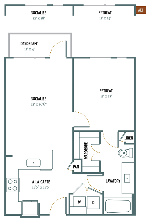 A2 Floor Plan at Gatsby on Ross, Dallas, TX, 75204