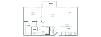 A5 - 1 Bedroom 1 Bath 856 Sq. Ft. Floor Plan at Gatsby on Ross, Dallas, Texas