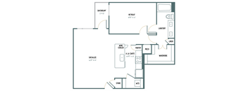 A6 - 1 Bedroom 1 Bath 928 Sq. Ft. Floor Plan at Gatsby on Ross, Dallas