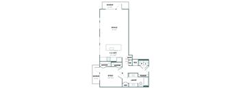 A7 - 1 Bedroom 1 Bath 1,053 Sq. Ft. Floor Plan at Gatsby on Ross, Texas