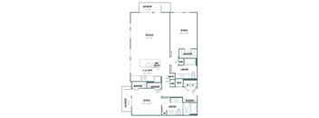 B4 - 2 Bedroom 2 Bath 1,422 Sq. Ft. Floor Plan at Gatsby on Ross, Dallas, Texas