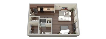Studio 1 bath A1-D Floor Plan