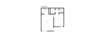 A black and white image of a floor plan for a property located at 619 SF.