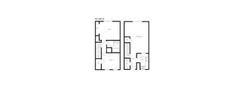 A black and white image of a floor plan for a building labeled B3: 800 SF.