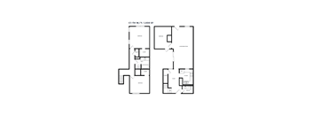 A black and white image of a floor plan for an apartment.