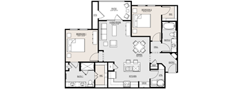 B2 Floor Plan at McCarty Commons, San Marcos, TX, 78666