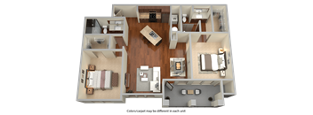 B2 - 2 Bed 2 Bath Floor Plan at Stone Lake, Grand Prairie, TX, 75050