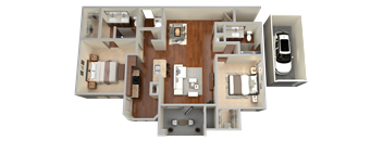 B3 - 2 Bed 2 Bath Floor Plan at Stone Lake, Grand Prairie, TX