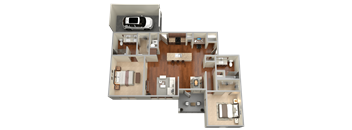 B4 - 2 Bed 2 Bath Floor Plan at Stone Lake, Grand Prairie, 75050