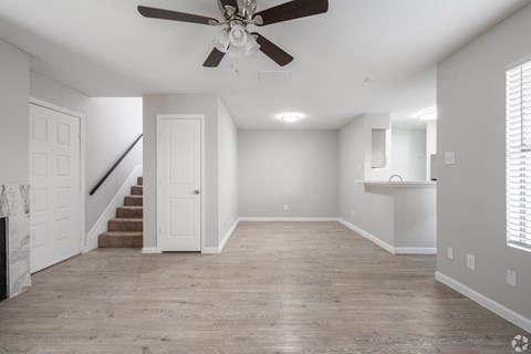 Empty room with ceiling fan at Brook Meadow Village, Austin, TX