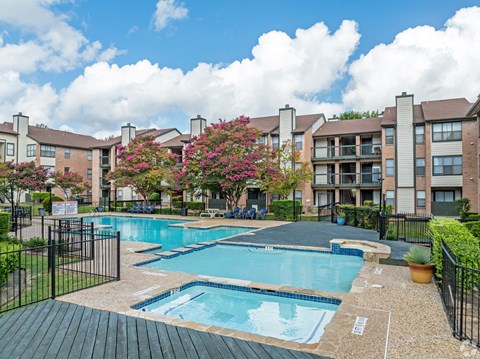 Pool view at Brook Meadow Village, Austin, 78758