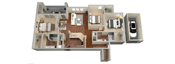 C1 - 3 Bed 2 Bath Floor Plan at Stone Lake, TX, 75050