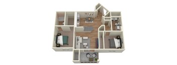 B2 Floor Plan at Rosillo Creek Apartments, San Antonio, Texas