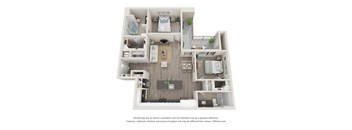 B3A Floor Plan at Durham Heights, Houston, TX, 77008