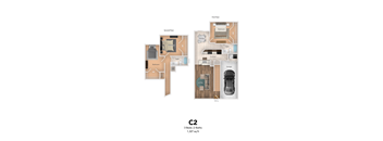 A floor plan of a two-story home with a living room, dining room, kitchen, and three bedrooms.