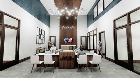 Decorated Reception And Lobby Area at Residences at 3000 Bardin Road, Grand Prairie, Texas
