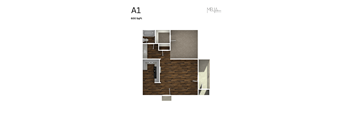 A1 - 1 Bed 1 Bath Floor Plan at Melia, San Antonio, TX, 78229