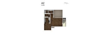 A2 - 1 Bed 1 Bath Floor Plan at Melia, San Antonio, TX