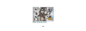 C1 Floorplan at Republic at Alamo Heights, San Antonio, TX, 78209