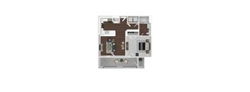 1 Bed 1 Bath Floor Plan at Radius on Grove, Austin, 78741