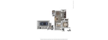1 bed 1 bath A5 Floor Plan at Seville at Clay Crossing, Katy, Texas