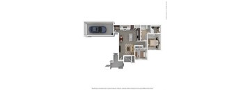 1 bed 1 bath A7 Floor Plan at Seville at Clay Crossing, Katy, TX
