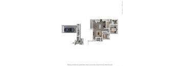 1 bed 1 bath A8 Floor Plan at Seville at Clay Crossing, Katy, TX, 77449
