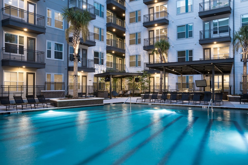 Pool View In Night at Gatsby on Ross, Texas