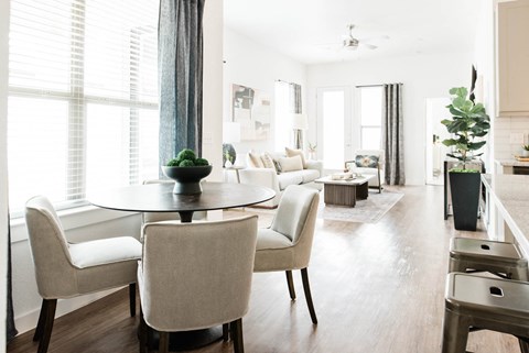Round Dining Table in Living Room at Villas of Mason Hills, Leander, 78641
