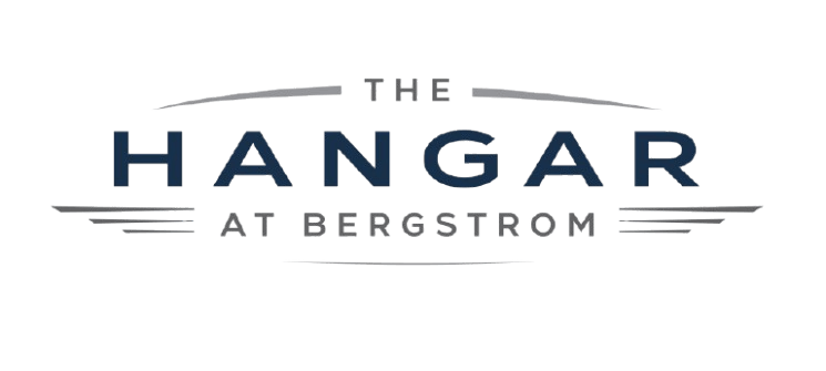 The image displays a logo with the text "The Hangar at Bergsstrom" in a stylized font.
