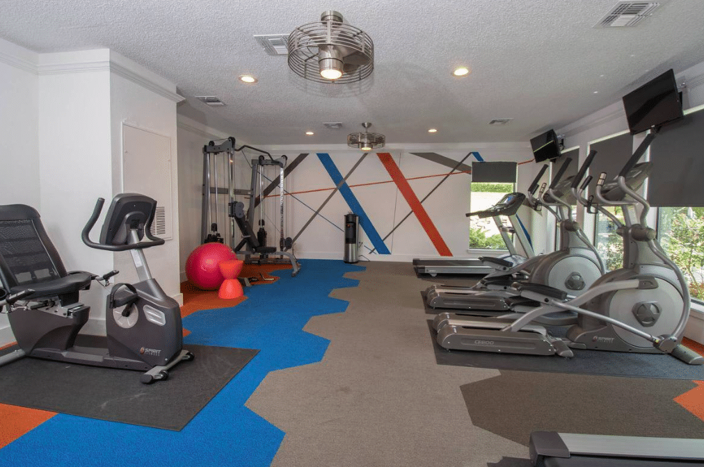 Gym with weights and cardio equipment at Melia, San Antonio, Texas