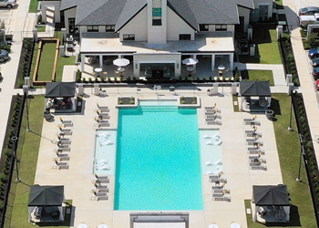 a view of the pool from above at the resort at The Fitzroy San Marcos, San Marcos, TX