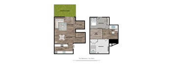 two bedroom floor plan  the residences at