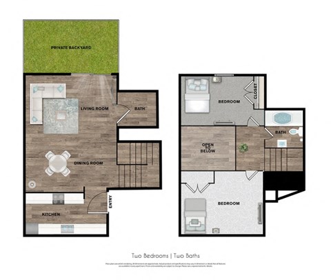 two bedroom floor plan  the residences at