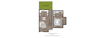 two floor plan  one bedroom one bath   the residences at