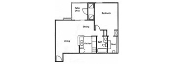 1 bed 1 bath C Floorplan at Brook Meadow Village Apartments , Austin, TX, 78758