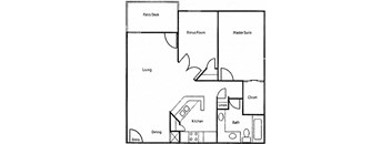 2 bed 1 bath Floorplan at Brook Meadow Village Apartments , Austin, 78758