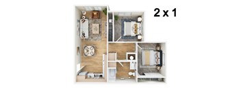 2 bed 1 bath Floor Plan at Terracina at Wildhawk, Sacramento, 95829