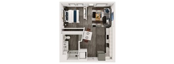 A1 - 1 bedroom floorplan layout with 1 bath and 568 to 577 square feet