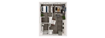 A1.1 - 1 bedroom floorplan layout with 1 bath and 670 to 716 square feet