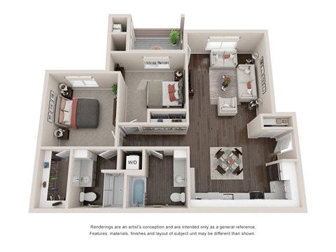 B1 Floor Plan at Aurora Apartments, Gold River, CA