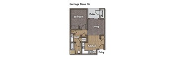 1 bedroom 1 bathroom floor plan. 595 square feet